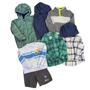 Boys 4t Winter Bundle Lot of 7 Puffer Coat Hoodies Flannel Osh Gosh Carters Warm